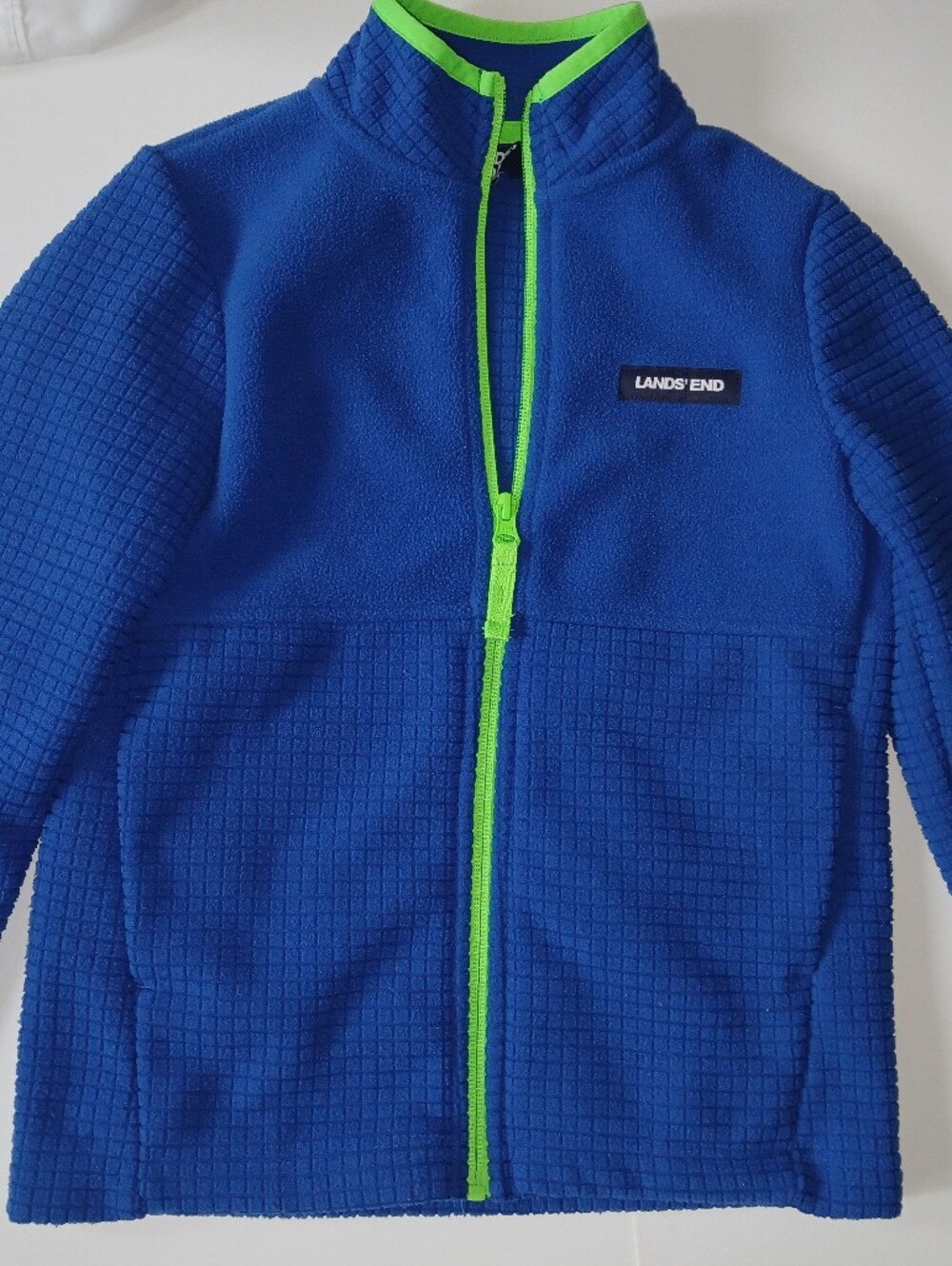 Lands’ End Boys Blue Breathable Grid Fleece Full-Zip Jacket S (6/7)